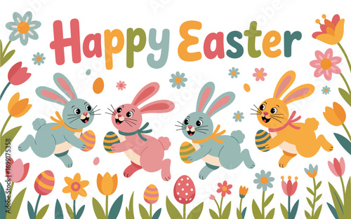 Easter wallpaper background flat vector illustration