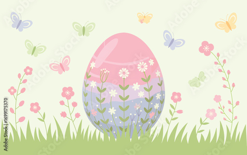 Easter wallpaper background flat vector illustration