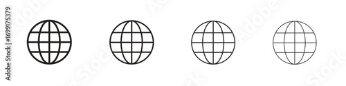 Globe icon line design. thin line vector icon set.