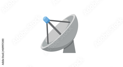 A cartoon depiction of a satellite dish in a simple style, showcasing technology and communication systems broadcast antenna design