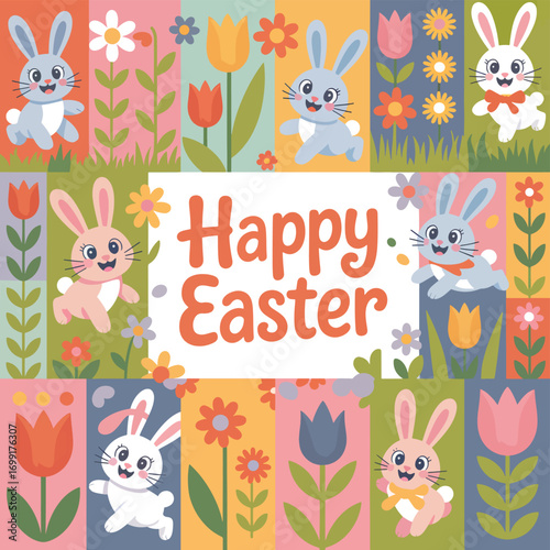 Easter wallpaper background flat vector illustration