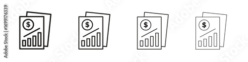 Financial report icon line design. thin line vector icon set.