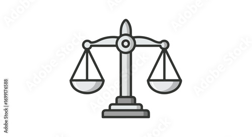 Stylized Scales of Justice Icon: Representing Legal Balance and Fairness Conceptually with a Clean Minimalist Design Suitable for Law Related Projects