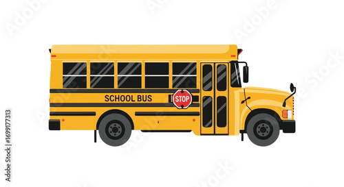 Vibrant school bus illustration capturing the essence of educational transportation and student mobility on a clear background