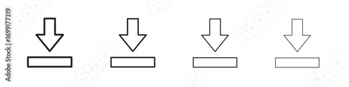 Download icon line design. thin line vector icon set.