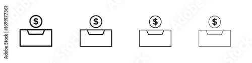 Donation box icon line design. thin line vector icon set.