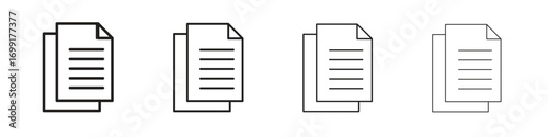 Document icon line design. thin line vector icon set.