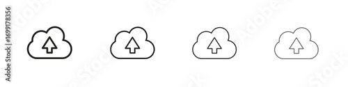 Cloud upload icon line design. thin line vector icon set.