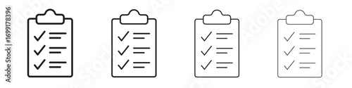 Clipboard icon line design. thin line vector icon set.