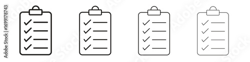 Checklist icon line design. thin line vector icon set.