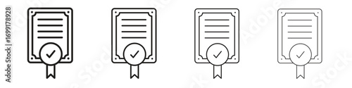 Certificate icon line design. thin line vector icon set.