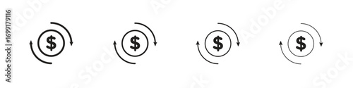 Cash flow icon line design. thin line vector icon set.