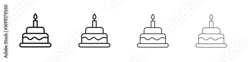 Cake icon line design. thin line vector icon set.