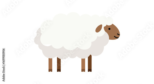 Stylized Sheep Illustration on White Backdrop showcasing simplicity and charm for creative and educational use, isolated for versatile application