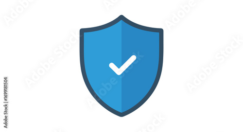Blue security shield with a white checkmark conveying trust and protection representing a secure digital solution for online safety measures