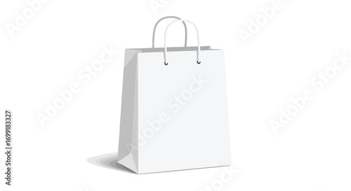 Elegant blank white shopping bag for branding, retail, and promotional designs showcase minimalist style and pristine paper texture with light
