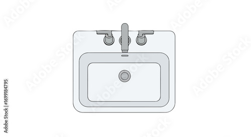 Simple bathroom sink illustration showcases clean design and functionality providing design versatility of fixtures for use in architectural