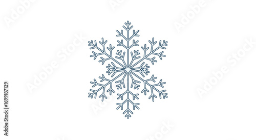 Isolated intricate icy blue snowflake illustration on pristine white background depicting winter's delicate beauty  for seasonal designs