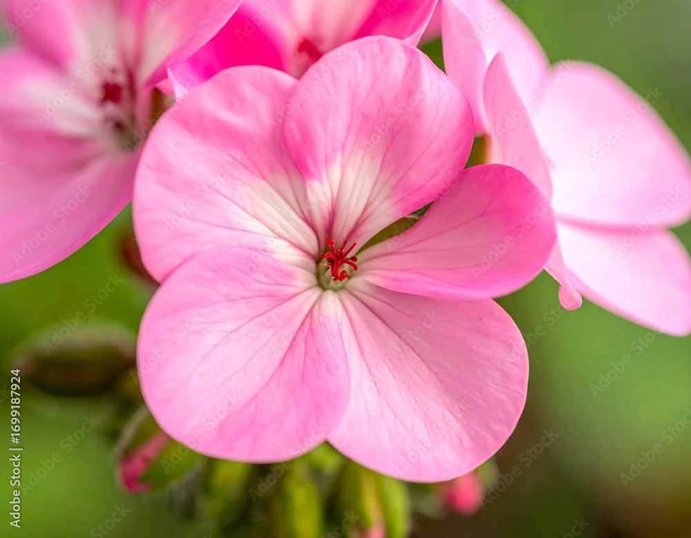 Fototapeta premium Close-up of pink geranium blossoms