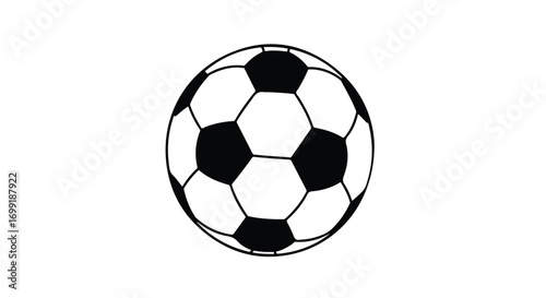 Classic soccer ball design with alternating black and white geometric panels on a clean background for versatile application