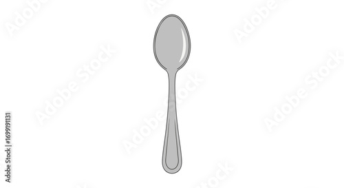 Detailed illustration of a classic silver spoon against a clean white background showcasing minimalistic design and culinary utensil rendering