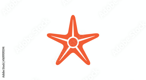 Stylized radiant starfish emblem representing oceanic life and coastal symbols with a vibrant coral color scheme on a clean white background
