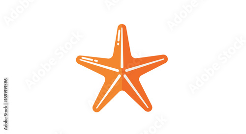 Vibrant orange starfish illustration with subtle white outlines on a clean white backdrop evoking coastal charm and marine life