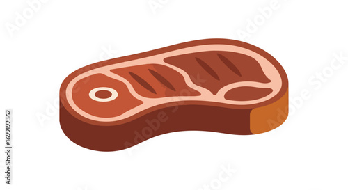 Illustration of a Succulent Steak Cut with Marbling, Perfect for Culinary Designs and Food-Related Graphics showcasing a tasty steak slice