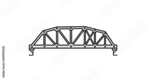 Isolated diagram illustrating a steel truss bridge structure using simple lines and filled circles, set against a plain white background