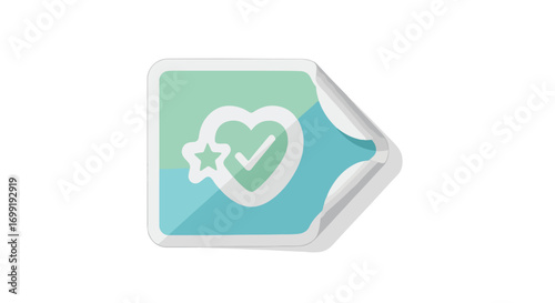 Pastel sticker icon featuring a heart, star, and checkmark, indicating approval or favorite status for content or services