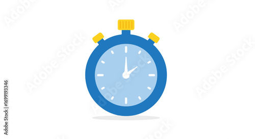 Stylized blue and yellow timer illustration emphasizing promptness and efficiency in tracking time intervals effectively
