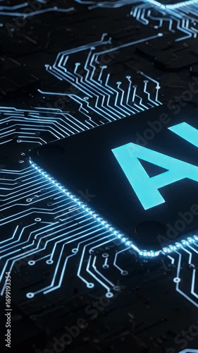 blue ai circuit board background