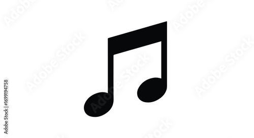 Black musical note illustration on a white background symbolizing harmony, rhythm, melody and musicality showcasing creative digital art and musical