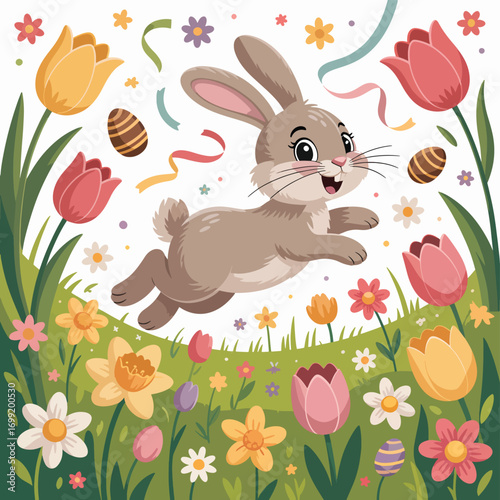 Happy Easter Sunday background flat vector illustration