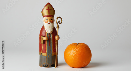 Saint Nicholas wooden figurine religious figure.