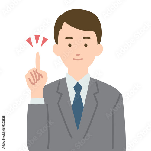 ビジネスマン男性の指差しイラスト