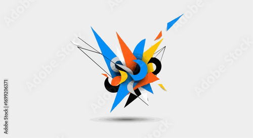 Abstract geometric art design with colorful triangles and shapes for modern background and wallpaper use case vector