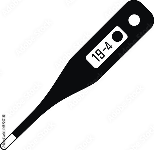 Black digital thermometer with display medical health
