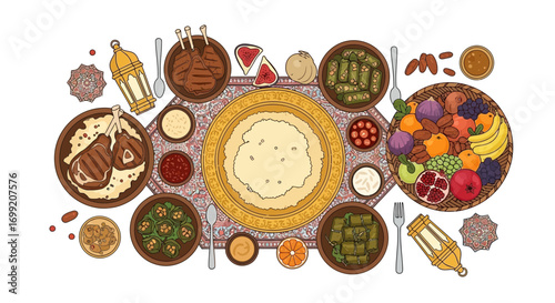 Exquisite Middle Eastern feast featuring diverse dishes for celebrations