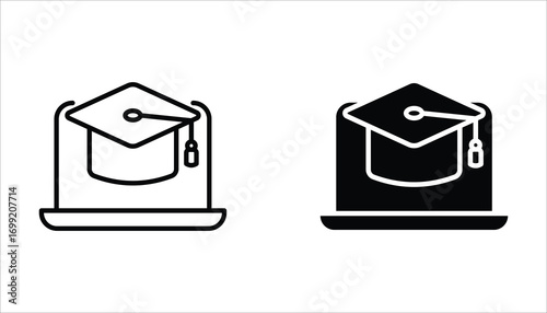  Web seminar line and silhouette icon set, can be used in logo, UI and web design, Flat illustration of vector icon on white background.