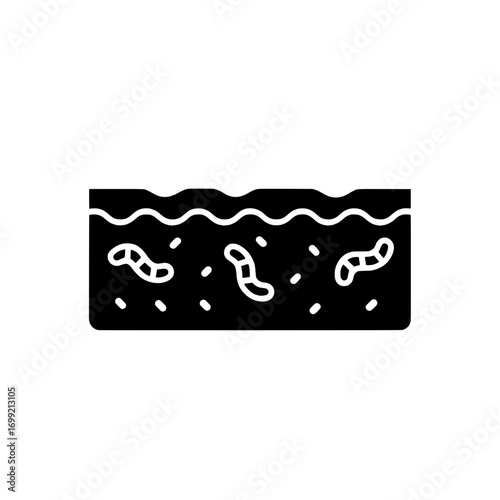 Soil Worm Icon Organic Farming & Composting Glyph Illustration