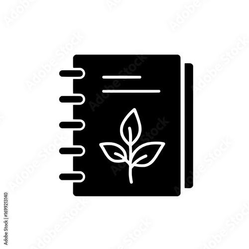 Scientific botany journal with plant specimen, a flat design vector icon