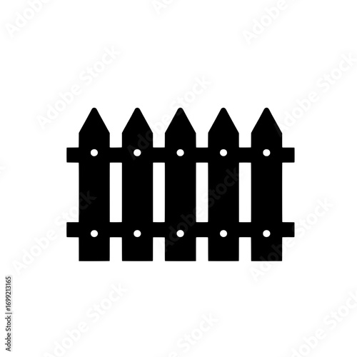 Black fence icon, a simple graphic representation of a garden boundary or enclosure