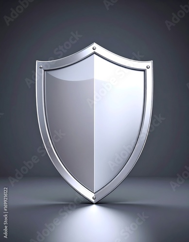 Polished metallic shield, studio shot