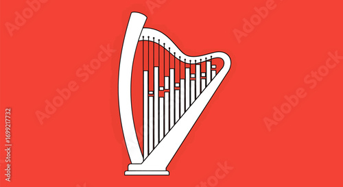 A graphic illustration of the flag of Leinster, featuring a white Irish harp on a solid red background.
