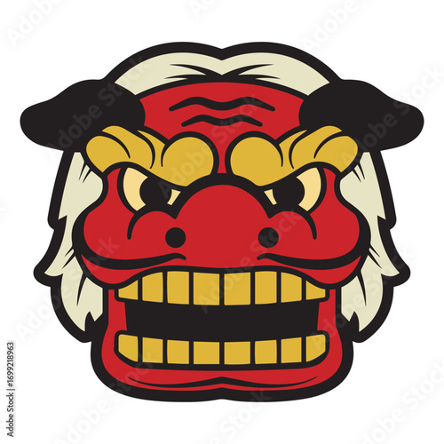 shishimai (lion dance) head with an open mouth