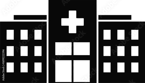 Building with cross symbol hospital medical