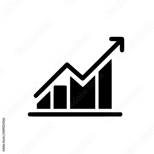 Business growth vector icon symbolizing rising chart, financial success, and economic development