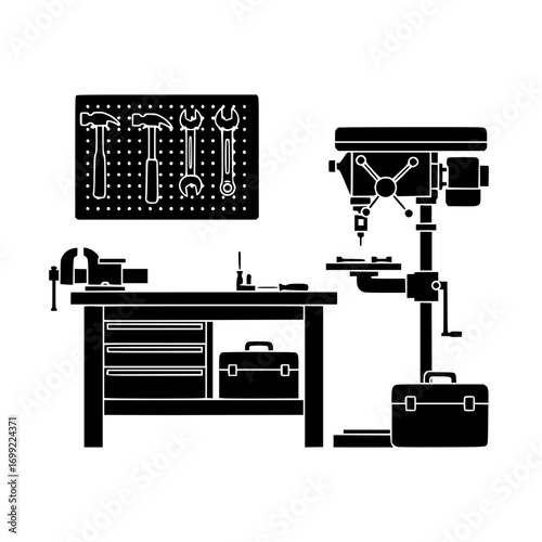 Industrial tools vector icon representing mechanical workshop, repair service, and engineering equipment