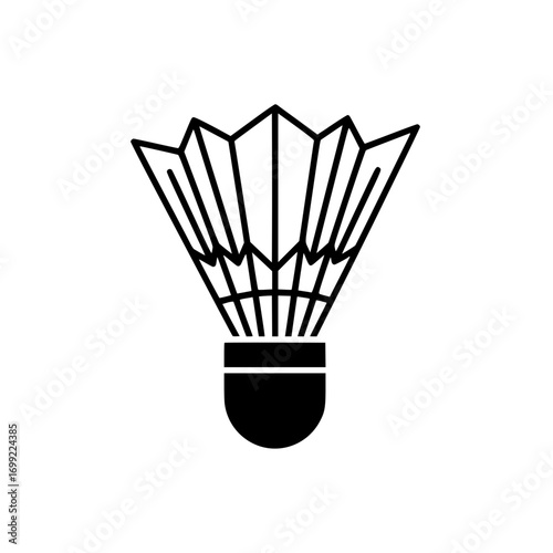 Feather ball badminton vector icon symbolizing shuttlecock, sport activity, and racket game